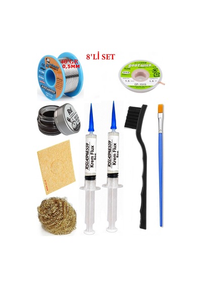 Lehimleme Seti 40 G 0,5 Mm Lehim Teli Cp-1515 Lehim Fitili Flux Lehim Toplama Çift Fırça Seti Tk211