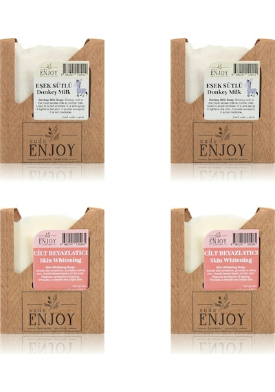 Suds Enjoy Doğal Eşek Sütlü Sabun 100 G 2'li + Cilt Beyazlatıcı Sabun 100 G 2'li