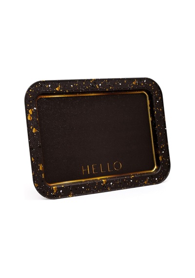 Terrazzo Brown Desenli Grande Metal Tepsi, 31 X 43 Cm