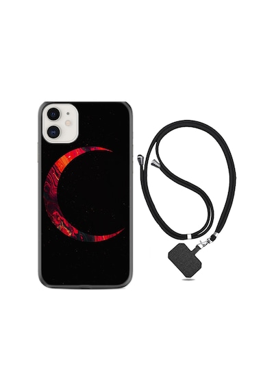 Apple Uyumlu iPhone 11 Kılıf Boyun Askılı Red Moons 1747