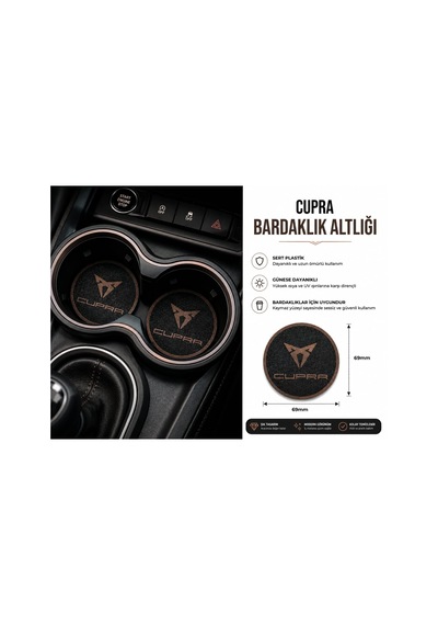 Cupra Araba Bardaklık Altlığı , Cupra Araç Şişe Ve Bardak Altlığı, Cupra Logolu Oto Bardaklık Altlığ