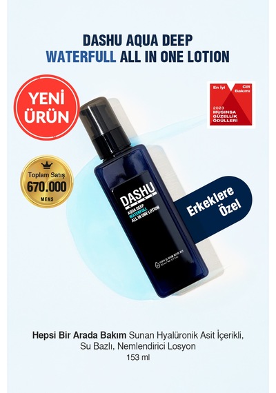 Hyalüronik Asitli Hepsi Bir Arada Bakım Losyonu Dashu Mens Aqua Deep Waterfull All İn One Lotion