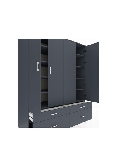 Kronos Gardrop 10 Raflı 4 Çekmeceli 4 Kapaklı 176x59x221 Antrasit-antrasit Antrasit Kronos Gardrop 10 Raflı 4 Çekmeceli 4 Kapaklı 176x59x221 Antrasit-antrasit Antrasit