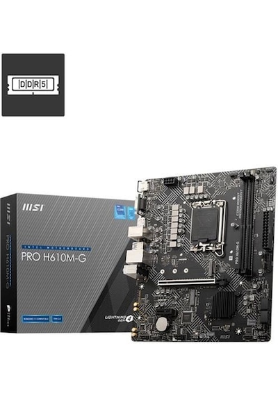 Msı Pro H610m-g Ddr5 5600mhz 1xvga 1xhdmı 1xdp 1xm.2 Usb 3.2 Matx 1700p 12. / 13. Ve 14. Nesil İşlemci Uyumlu