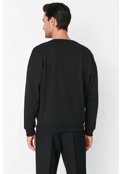 Benerly Erkek Bisiklet Yaka Standart Kol Oversize Fit Sweatshirt Fonksiyo siyah
