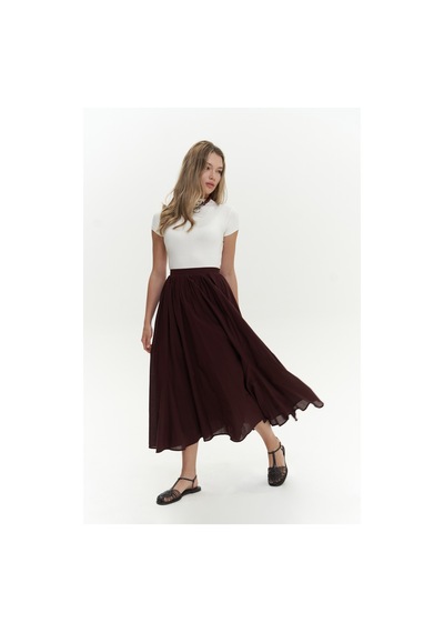 Mai Collection Mai Studios Co. Amaya Bilek Hizasında Pileli Bordo Etek Bordo