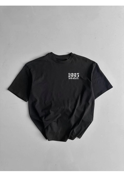 Erkek Baskılı T-shirt Kısa Kol Bisiklet Yaka Regular Fit Yazlık Tişört - Siyah