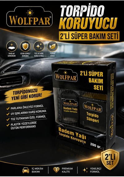 Torpido Koruyucu 2'li Süper Bakım Seti Badem Yağlı Torpido Bakımı Ve Uygulama Süngeri