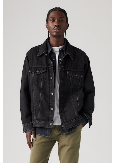 Levi's Oversize Denim Ceket - Erkek Günlük Kot Ceket - Klasik Yaka Siyah