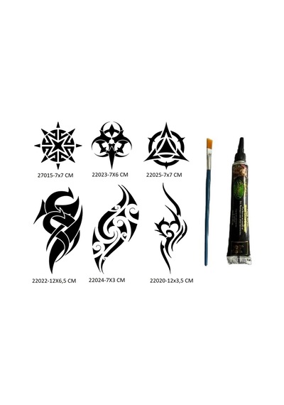 Airbrush Tattoo Tribal Kol Bacak Şablon + Hint Kınası Geçici Dövme Seti 6'lı