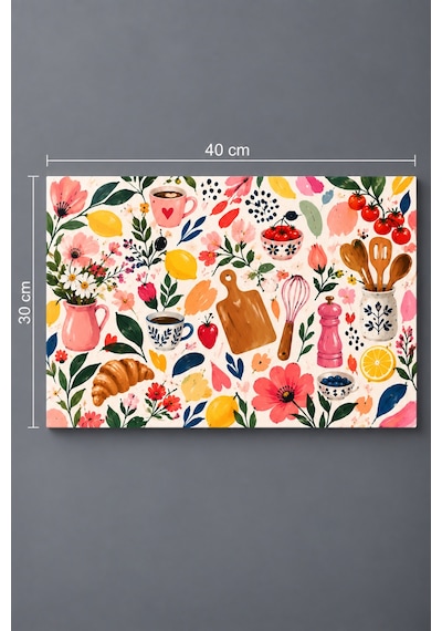 Gökçeoğlu Cam Kesme Tahtası Renkli Çiçek Mutfak Temalı - Cam Kesme Tablası 30cm X 40cm Çok Renkli