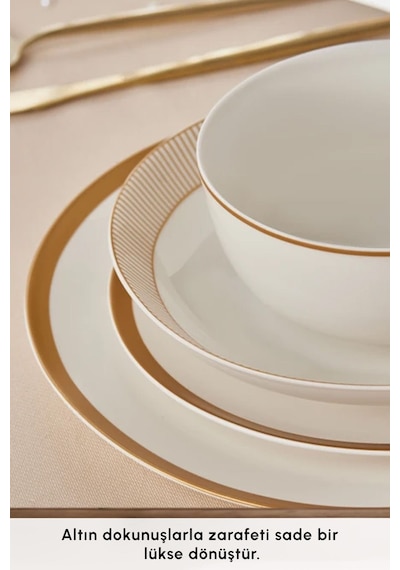 Karaca  Forever Bone Gold Line 24 Parça 6 Kişilik Yemek Takımı