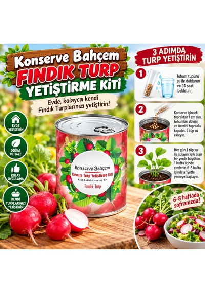 Konserve Bahçem Evde Konservede Fındık Turp Yetiştirme Kiti Aklby-bsva58 Diğer