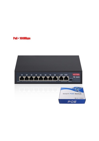 8 Port Poe Switch 120w Güç, Vlan & Qos Destekli, Ip Kamera Ve Ağ Cihazları İçin Ethernet Switch