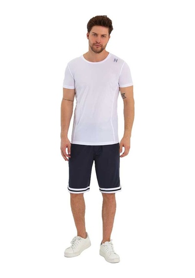 Adams Erkek Polyester Beyaz Şeritli Basketbol Şort 001