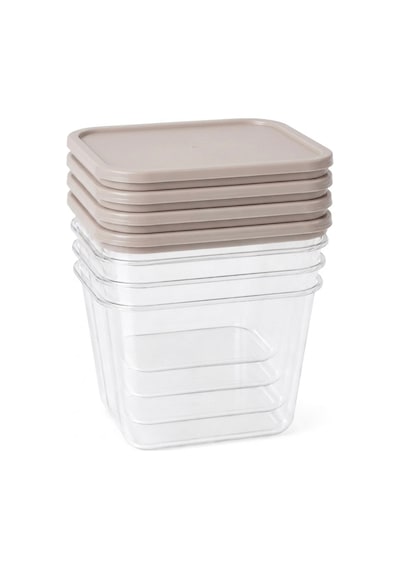 4 Lü Saklama Kabı Seti, 4x2lt ,toplam 4 Litre Kapasiteli Erzak Kabı,iç İçe Geçebilen,kapaklı,plastik Saklama Kutusu,mutfak Düzenleyici,pembe-krem-gümüş Gri Çok Renkli
