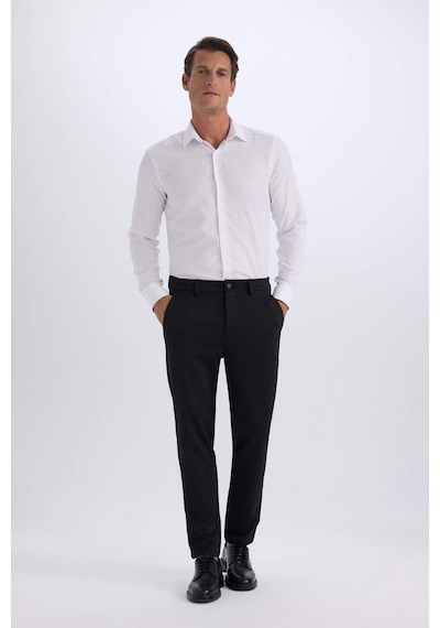 DeFacto Slim Fit Dar Kesim Polo Yaka Kolay Ütülenen Oxford Basic Düz Uzun Kollu Gömlek R4340AZ25SPWT36