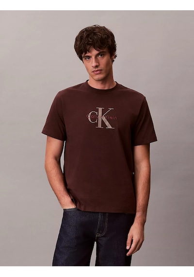 Erkek Normal Kesim Yuvarlak Yakalı Ck Logo Baskılı Pamuklu Kısa Kollu Kahverengi T-shirt Kahverengi Erkek Normal Kesim Yuvarlak Yakalı Ck Logo Baskılı Pamuklu Kısa Kollu Kahverengi T-shirt Kahverengi