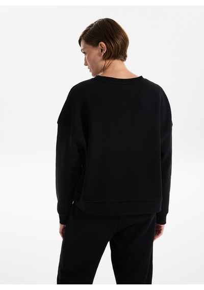 Fabrika Siyah Kadın Bisiklet Oversize Nakışlı Sweatshirt F5wl-swt0230