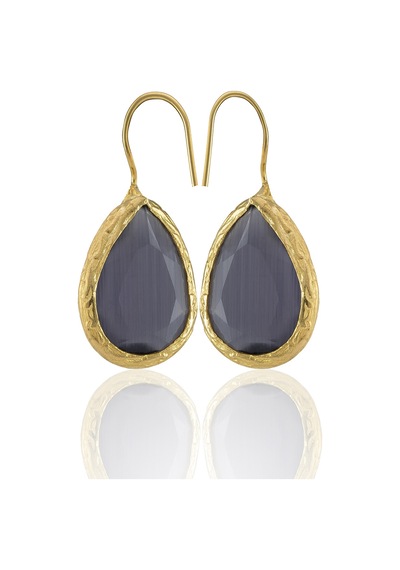 Kadir Jewellery 22 Ayar Altın Kaplama Damla Taşlı Küpe -el İşçiliği Ve Hipoalerjenik Küpe Mor 98247438