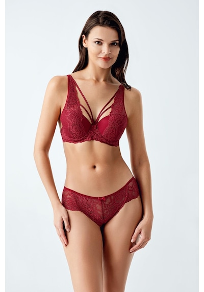 Luw 4082 Bordo Dolgulu Sütyen Külot 2Li Takım Bordo