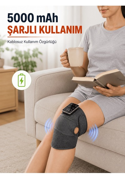 Tek Isıtmalı Ve Titreşimli Diz Masaj Aleti Şarjlı Dijital Ekranlı 5000 Mah Masaj Cihazı Najmaddin