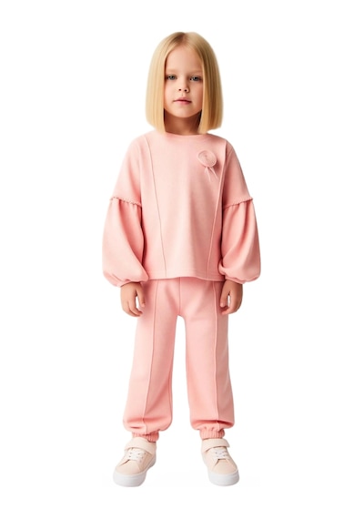 Ersefa Kız Çocuk Waffle Dokulu Sweatshirt Ve Pantolon Takımı Kaliteli Şı Gül Kurusu Ersefa Kız Çocuk Waffle Dokulu Sweatshirt Ve Pantolon Takımı Kaliteli Şı Gül Kurusu