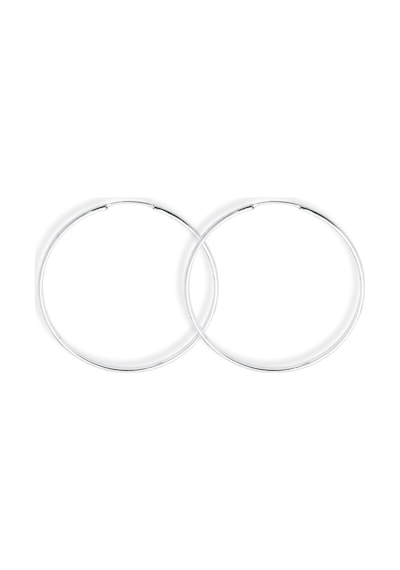 Oya Silver Oval Hatlı Yuvarlak Gümüş Halka Küpe 6x6cm- 3mm Kalınlık 925 Ayar