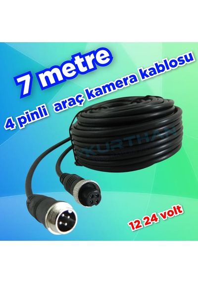 4 Pinli 7 Metre Ticari Araç Kamera Kablosu 12-24 Volt