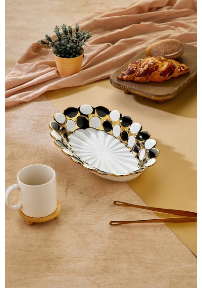 Cooker 36 Cm Porselen Oval Sunumluk Dekoratif Kase Ckr3839