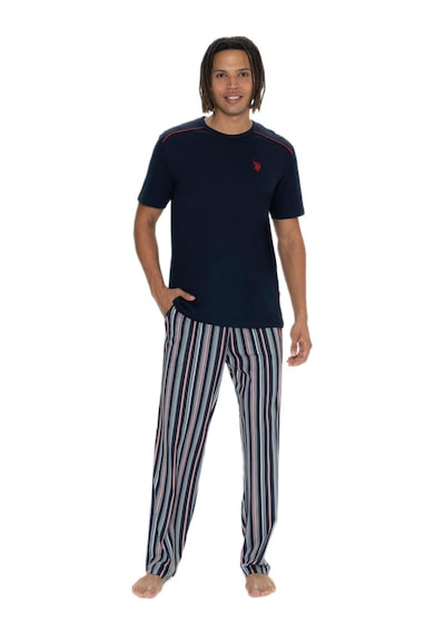 U.s. Polo Assn. 18905 Erkek Bisiklet Yaka Kısa Kol Şortlu 3'lü Pijama Takım Lacıvert