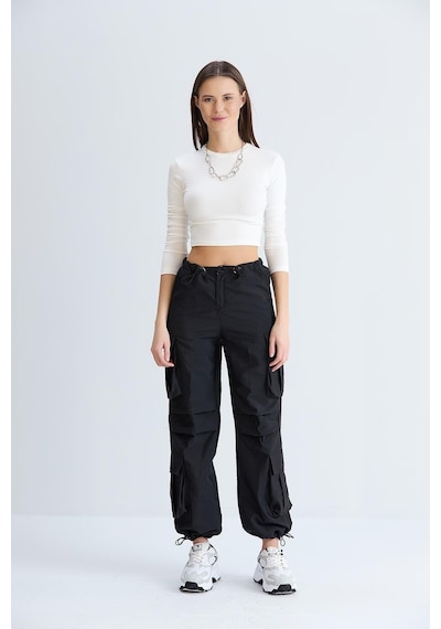 Sortie Collection Kargo Cepli Paraşüt Pantolon Siyah-siyah Siyah