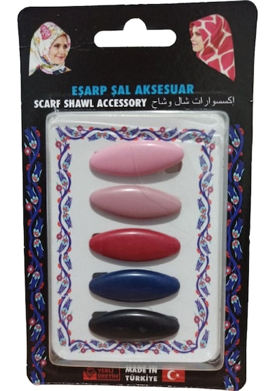 Melodi Scarf 5 Adet Çengelli Damla Eşarp Şal Türban İğnesi Çok Renkli Çok Renkli