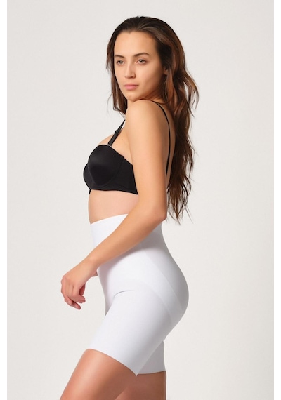 Beyaz Mı Emay 2816 Yüksek Bel Boxer Lazer Korse Beyaz