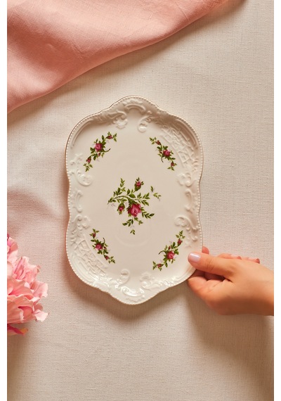 Karaca Vintage Rose Kayık Tabak 25 Cm Çok Renkli