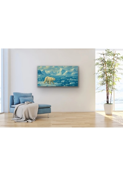 Yalnız Kutup Ayısı Kanvas Tablo 60x120cm Çok Renkli