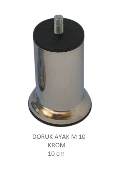 Doruk Ayak, Cıvatalı Baza Koltuk Dolap Ayağı, Metal, Krom, M10, 10 Cm Krom