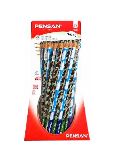 Ayı Desenli Kurşun Kalem 2b Pensan 6 Adet Çok Renkli