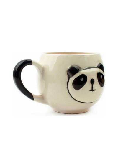 Çizim Panda Krem Parlak Balon Kupa 3d Kabartmalı Krem Kupa - Hediye Seramik Kupa Çok Renkli