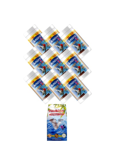 Amore Goldy Mix %37 Protein Japon Balığı Yemi 9 x 125 ML + Kaya Tuzu 250 G