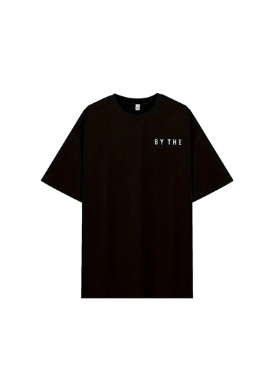 Kadın Kısa Kol Yazlık Tişört Bisiklet Yaka Okyanus Baskılı T-shirt - Siyah