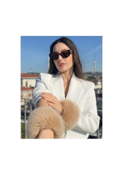 Mollycrush Kadın Bej Kürk Kol Manşeti Kışlık Trend Aksesuar Bej