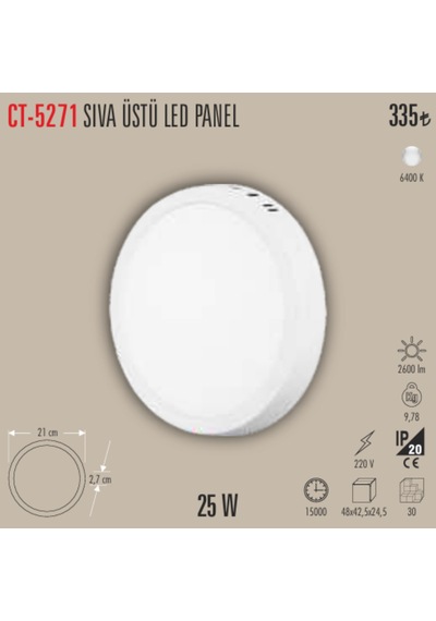 Ct-5271sıva Üstü Led Panel 1adet - 25 W Beyaz