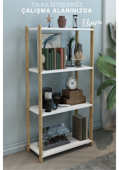 Elvira Beyaz Ahşap 4 Katlı Çiçeklik, Saksılık, Çiçek Standı, Dekoratif Raf - Çok Amaçlı Kullanım Beyaz - 660977009 Beyaz