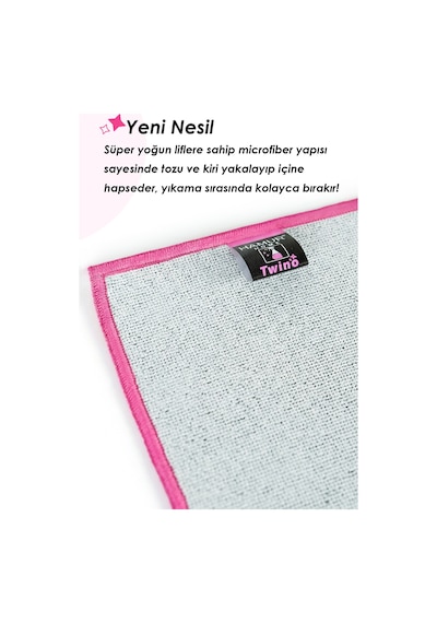 Twino 3'lü Mikrofiber Temizlik Bezi 40x40 Çok Amaçlı Mobilya Halı Koltuk Ovma Silme Toz Alma Bezi