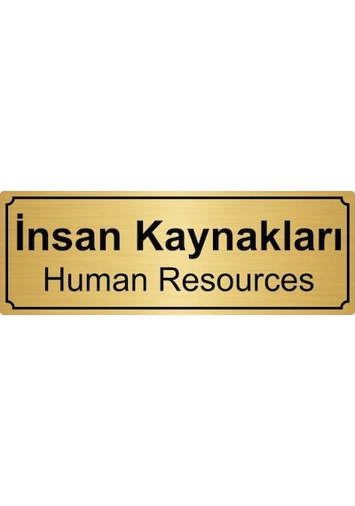 Insan Kaynakları Yönlendirme Levhası 7cmx20cm Altın Renk Metal
