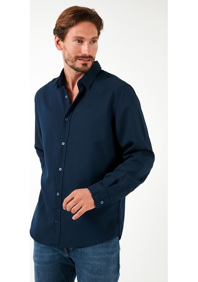 Buratti Streç Pamuklu Regular Fit Erkek Gömlek Cf25W128861 Indigo
