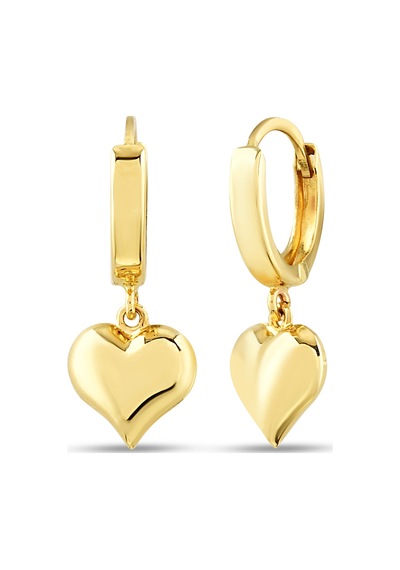 Debora Jewelry 14 Ayar Altın Kalp Sallantı Küpe