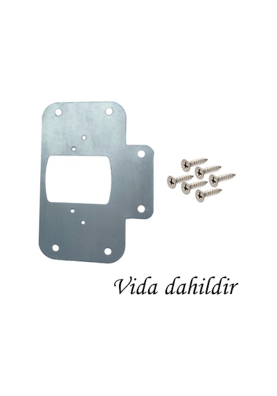 Dolap Kapak Taş Menteşe Tamir Sacı Pratik Onarım Kiti Krom Metal Yuva Tablası 6.5 X 9 Cm 6 Adet