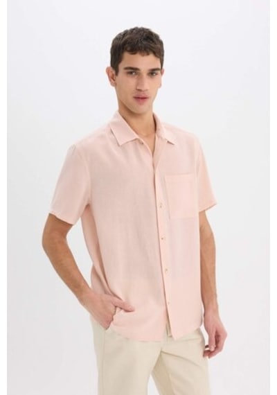 DeFacto Relax Fit Polo Yaka Keten Görünümlü Yazlık Kısa Kollu Gömlek E1230AX25SMPN287 DeFacto Relax Fit Polo Yaka Keten Görünümlü Yazlık Kısa Kollu Gömlek E1230AX25SMPN287